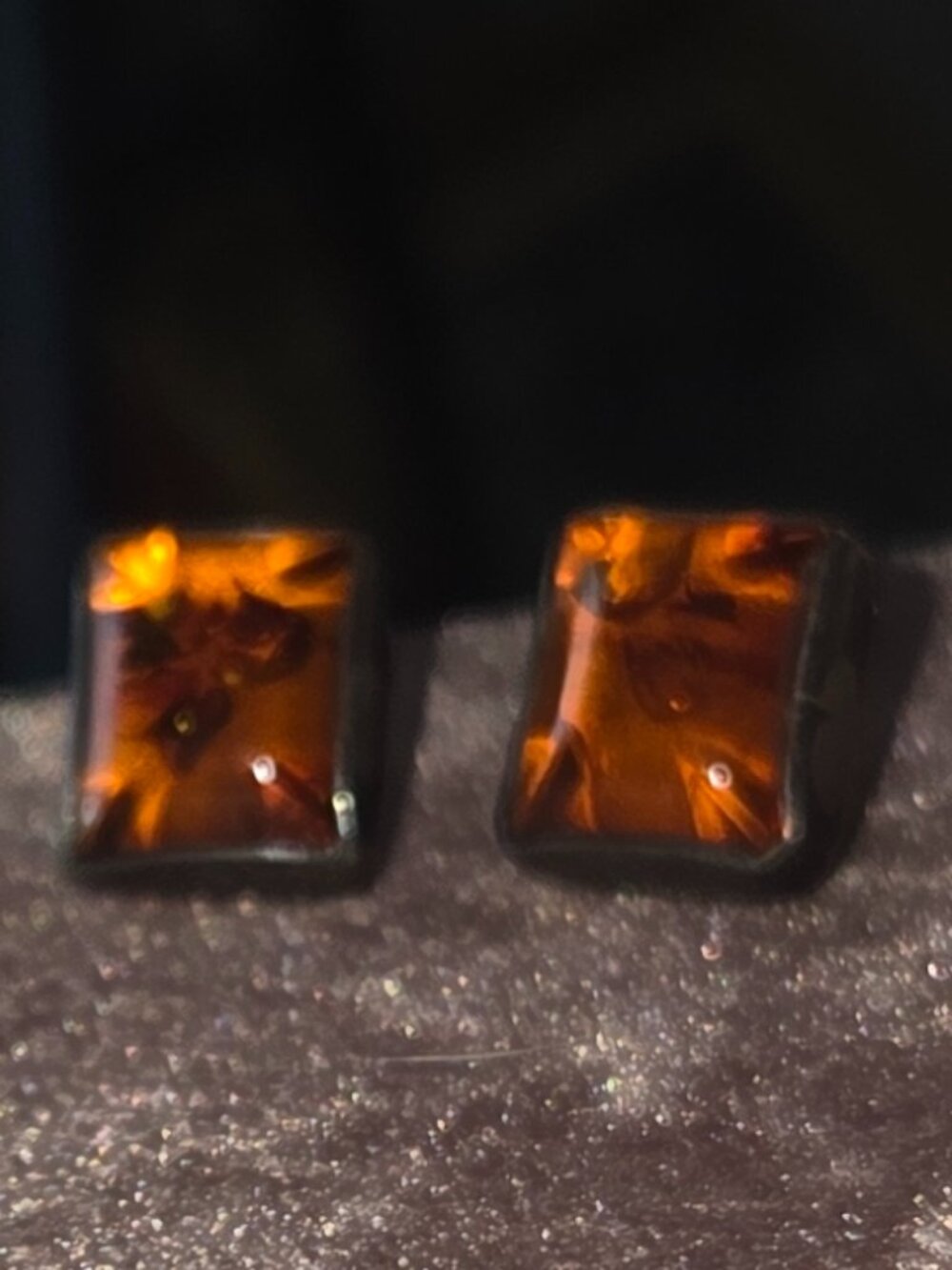 Vintage Sterling Silver Amber Earrings - Pierced